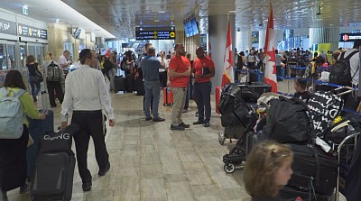 Canadians leaving the airport